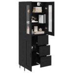 vidaXL Highboard so zásuvkou 2 pcs Čierny dub Kompozitné drevo – Obrázok 3