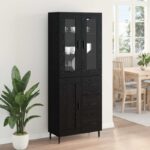 vidaXL Highboard so zásuvkou 2 pcs Čierny dub Kompozitné drevo – Obrázok 4