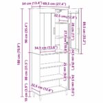 vidaXL Highboard Čierny dub 69,5 x 34 x 180 cm – Obrázok 13