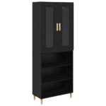 vidaXL Highboard Čierny dub 69,5 x 34 x 180 cm – Obrázok 2