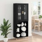 vidaXL Highboard Čierny dub 69,5 x 34 x 180 cm – Obrázok 4