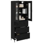 vidaXL Highboard so zásuvkou 2 pcs Čierny dub Kompozitné drevo – Obrázok 3