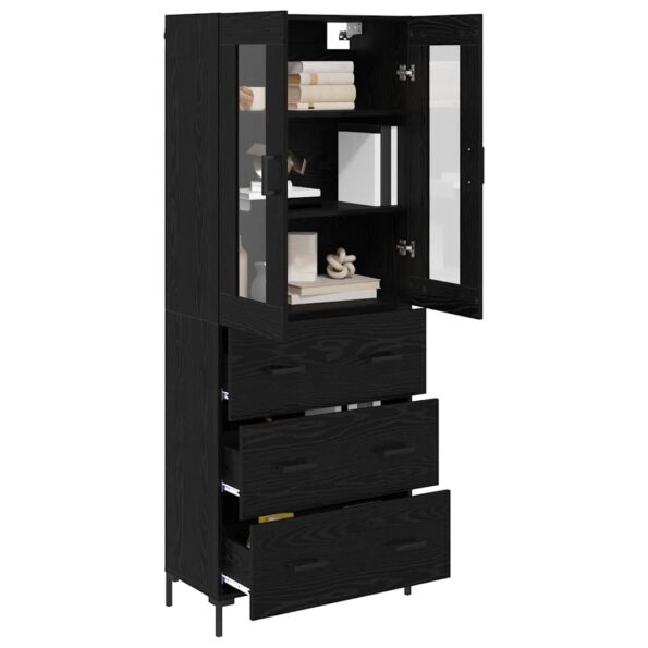 vidaXL Highboard so zásuvkou 2 pcs Čierny dub Kompozitné drevo – Obrázok 3