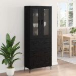 vidaXL Highboard so zásuvkou 2 pcs Čierny dub Kompozitné drevo – Obrázok 4