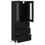 vidaXL Highboard so zásuvkou 2 pcs Čierny dub Kompozitné drevo – Obrázok 5