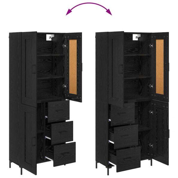 vidaXL Highboard so zásuvkou 2 pcs Čierny dub Kompozitné drevo – Obrázok 13