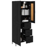 vidaXL Highboard so zásuvkou 2 pcs Čierny dub Kompozitné drevo – Obrázok 3