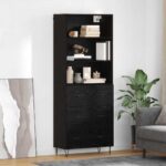 vidaXL Highboard so zásuvkou 2 pcs Čierny dub Kompozitné drevo