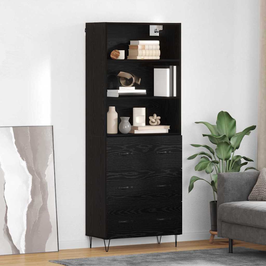 3416154_1.jpg vidaXL Highboard so zásuvkou 2 pcs Čierny dub Kompozitné drevo – Obrázok 1