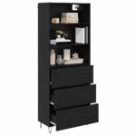 vidaXL Highboard so zásuvkou 2 pcs Čierny dub Kompozitné drevo – Obrázok 3
