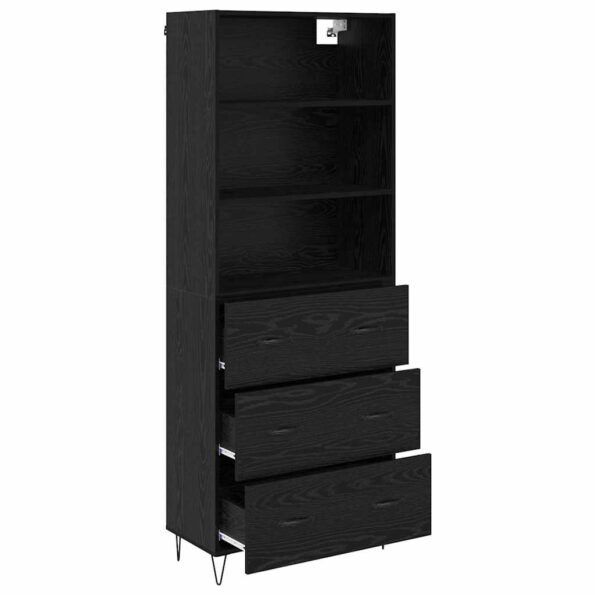 vidaXL Highboard so zásuvkou 2 pcs Čierny dub Kompozitné drevo – Obrázok 5
