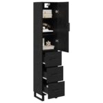 vidaXL Highboard Čierny dub 34,5 x 34 x 180 cm Kompozitné drevo – Obrázok 3