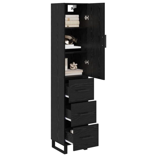 vidaXL Highboard Čierny dub 34,5 x 34 x 180 cm Kompozitné drevo – Obrázok 3