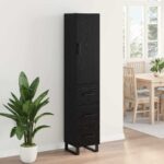 vidaXL Highboard Čierny dub 34,5 x 34 x 180 cm Kompozitné drevo – Obrázok 4