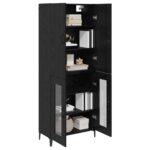 vidaXL Highboard Čierny dub 69,5 x 34 x 180 cm Kompozitné drevo – Obrázok 3