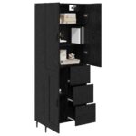 vidaXL Highboard 2 pcs Čierny dub Drevovláknitá doska a sklo – Obrázok 3