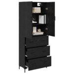 vidaXL Highboard Čierny dub 69,5 x 34 x 180 cm Kompozitné drevo – Obrázok 3