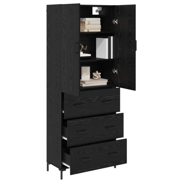 vidaXL Highboard Čierny dub 69,5 x 34 x 180 cm Kompozitné drevo – Obrázok 3