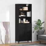 vidaXL Servírovacia skriňa Nástenný 2 pcs Čierny dub Kompozitné drevo