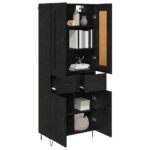 vidaXL Highboard Čierny dub 69,5 x 34 x 180 cm Kompozitné drevo – Obrázok 3