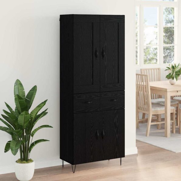 vidaXL Highboard Čierny dub 69,5 x 34 x 180 cm Kompozitné drevo – Obrázok 4
