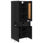 vidaXL Highboard Čierny dub 69,5 x 34 x 180 cm Kompozitné drevo – Obrázok 5