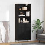 vidaXL Highboard Nástenný 2 pcs Čierny dub Kompozitné drevo