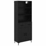 vidaXL Highboard Nástenný 2 pcs Čierny dub Kompozitné drevo – Obrázok 2