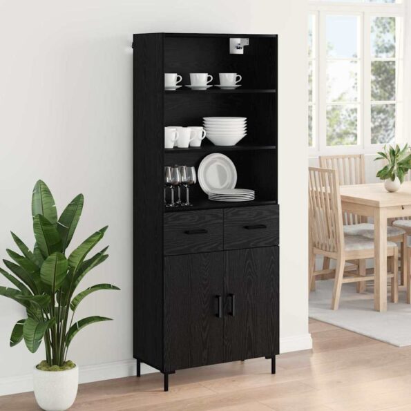 vidaXL Highboard Nástenný 2 pcs Čierny dub Kompozitné drevo – Obrázok 4