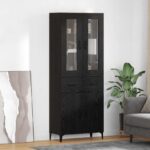 vidaXL Highboard Čierny dub 69,5 x 34 x 180 cm Kompozitné drevo