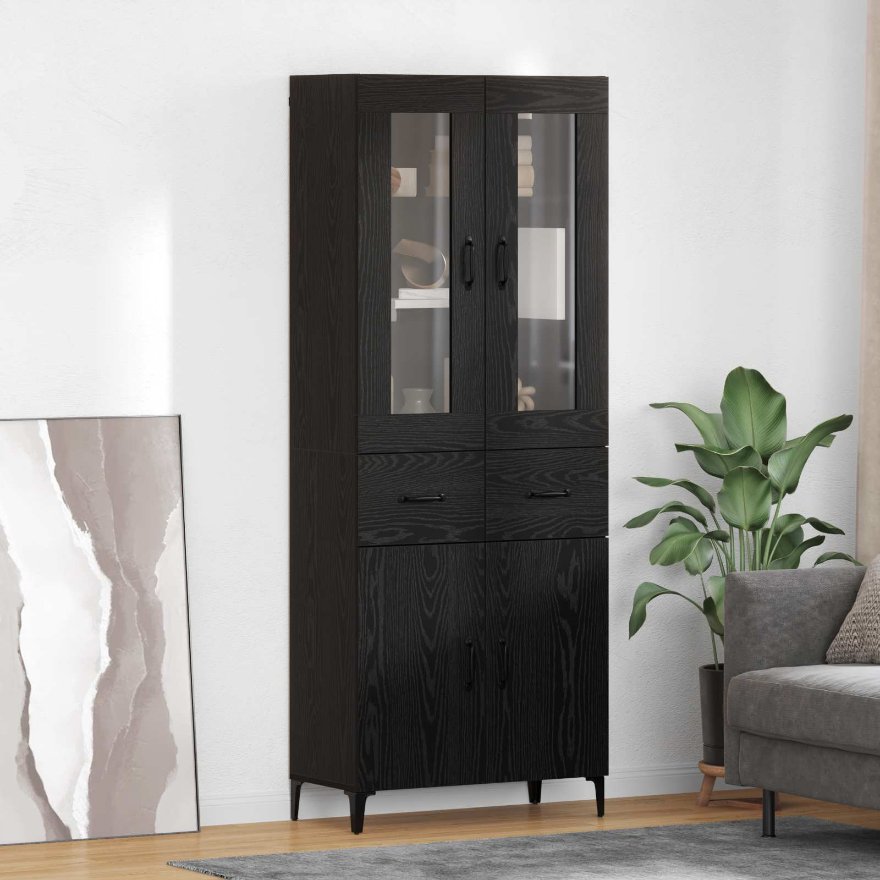3416187_1.jpg vidaXL Highboard Čierny dub 69,5 x 34 x 180 cm Kompozitné drevo – Obrázok 1