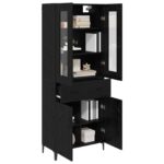 vidaXL Highboard Čierny dub 69,5 x 34 x 180 cm Kompozitné drevo – Obrázok 3