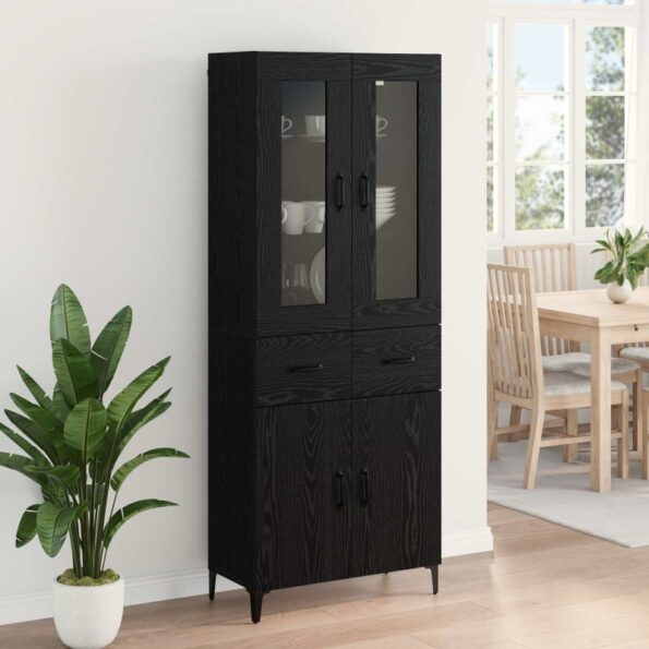 vidaXL Highboard Čierny dub 69,5 x 34 x 180 cm Kompozitné drevo – Obrázok 4
