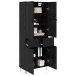 vidaXL Highboard so zásuvkou 2 pcs Čierny dub Konštrukčné drevo a sklo – Obrázok 3