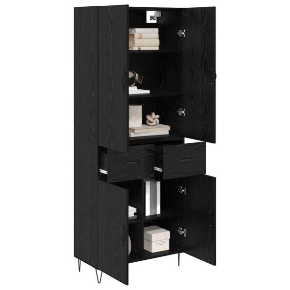 vidaXL Highboard so zásuvkou 2 pcs Čierny dub Konštrukčné drevo a sklo – Obrázok 3