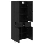 vidaXL Highboard so zásuvkou 2 pcs Čierny dub Konštrukčné drevo a sklo – Obrázok 5
