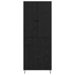 vidaXL Highboard so zásuvkou 2 pcs Čierny dub Konštrukčné drevo a sklo – Obrázok 8