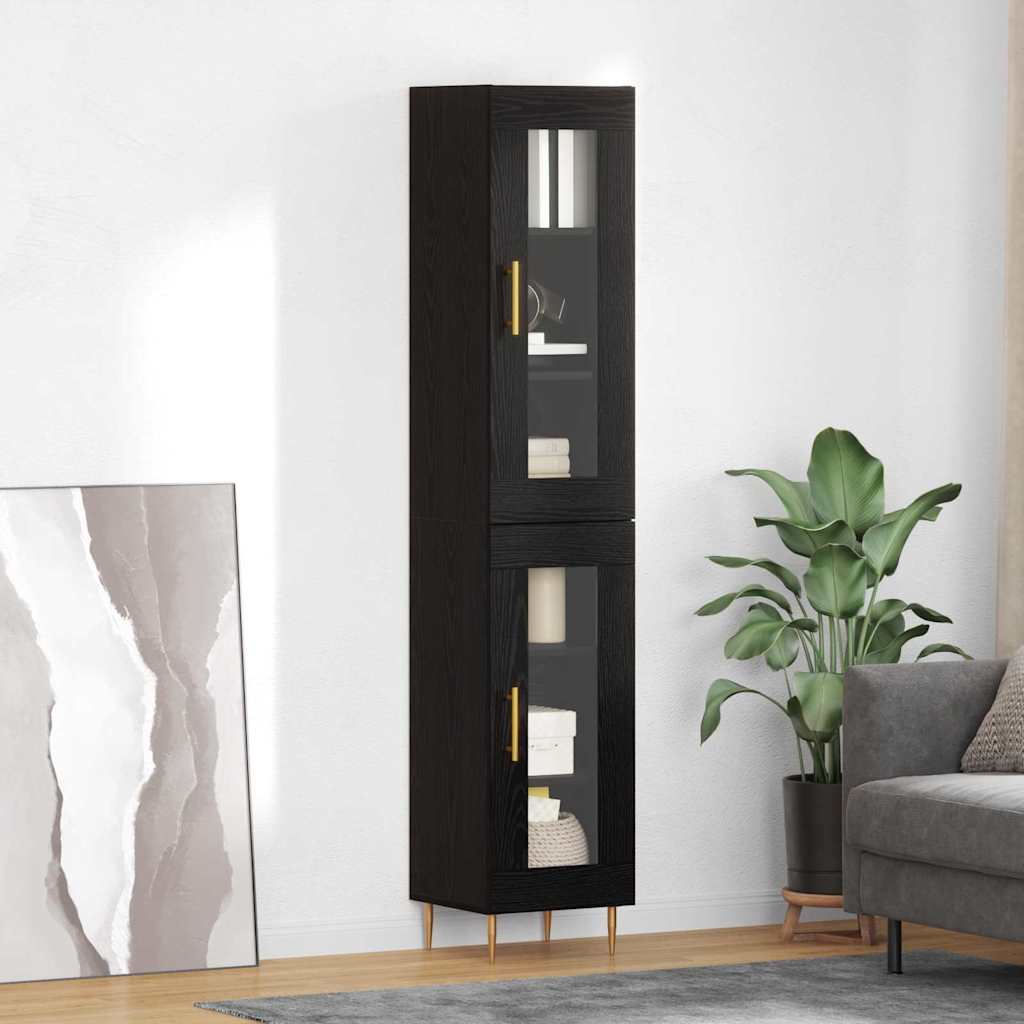 3416198_1.jpg vidaXL Highboard Čierny dub 34,5 x 34 x 180 cm Kompozitné drevo – Obrázok 1