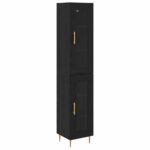 vidaXL Highboard Čierny dub 34,5 x 34 x 180 cm Kompozitné drevo – Obrázok 2
