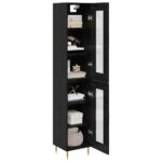 vidaXL Highboard Čierny dub 34,5 x 34 x 180 cm Kompozitné drevo – Obrázok 3