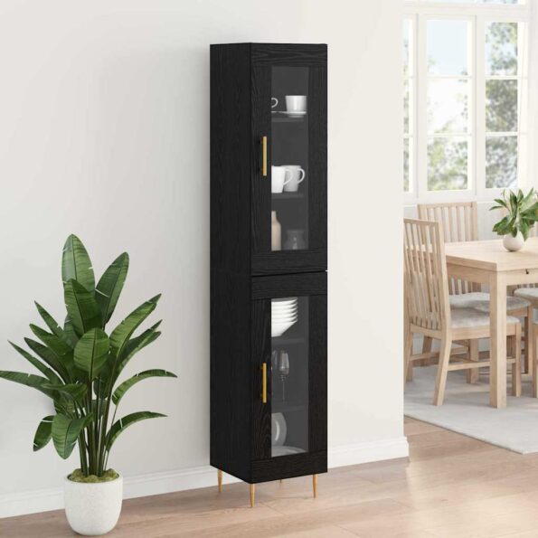 vidaXL Highboard Čierny dub 34,5 x 34 x 180 cm Kompozitné drevo – Obrázok 4