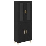 vidaXL Highboard Nástenný 2 pcs Čierny dub Kompozitné drevo – Obrázok 2