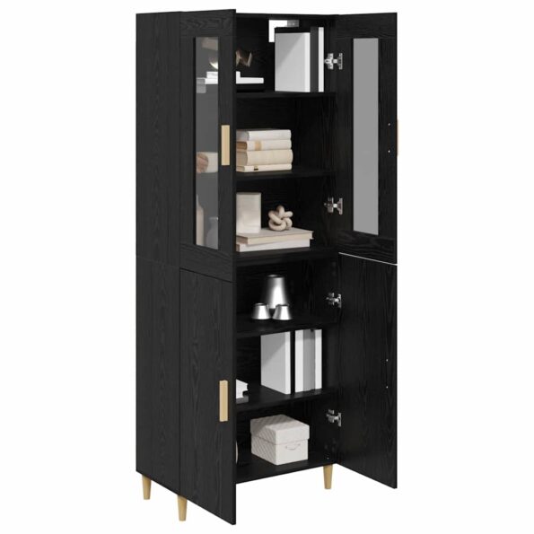 vidaXL Highboard Nástenný 2 pcs Čierny dub Kompozitné drevo – Obrázok 3