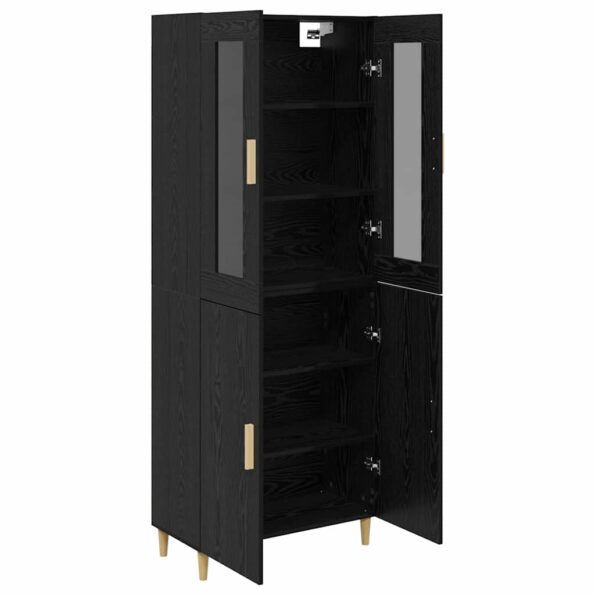 vidaXL Highboard Nástenný 2 pcs Čierny dub Kompozitné drevo – Obrázok 5