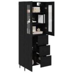 vidaXL Highboard Čierny dub 69,5 x 34 x 180 cm Kompozitné drevo – Obrázok 3