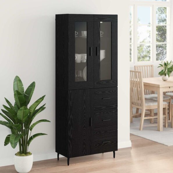 vidaXL Highboard Čierny dub 69,5 x 34 x 180 cm Kompozitné drevo – Obrázok 4
