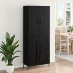 vidaXL Highboard Čierny dub 69,5 x 34 x 180 cm Kompozitné drevo – Obrázok 4