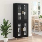 vidaXL Highboard Nástenný 2 pcs Čierny dub Kompozitné drevo – Obrázok 4