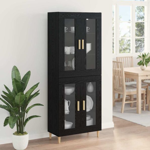vidaXL Highboard Nástenný 2 pcs Čierny dub Kompozitné drevo – Obrázok 4