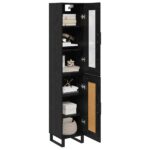 vidaXL Highboard Čierny dub 34,5 x 34 x 180 cm Kompozitné drevo – Obrázok 3
